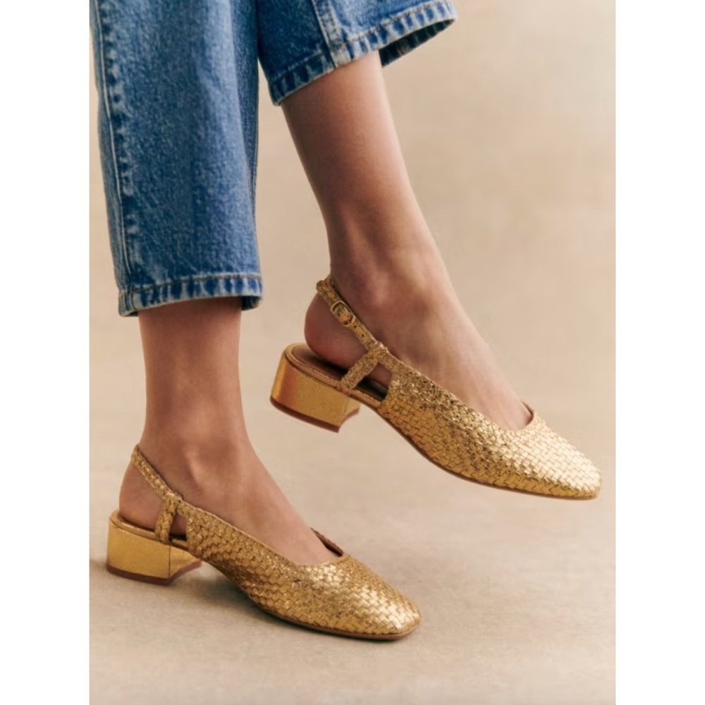 Noemie Heeled Pumps - smooth braided gold
